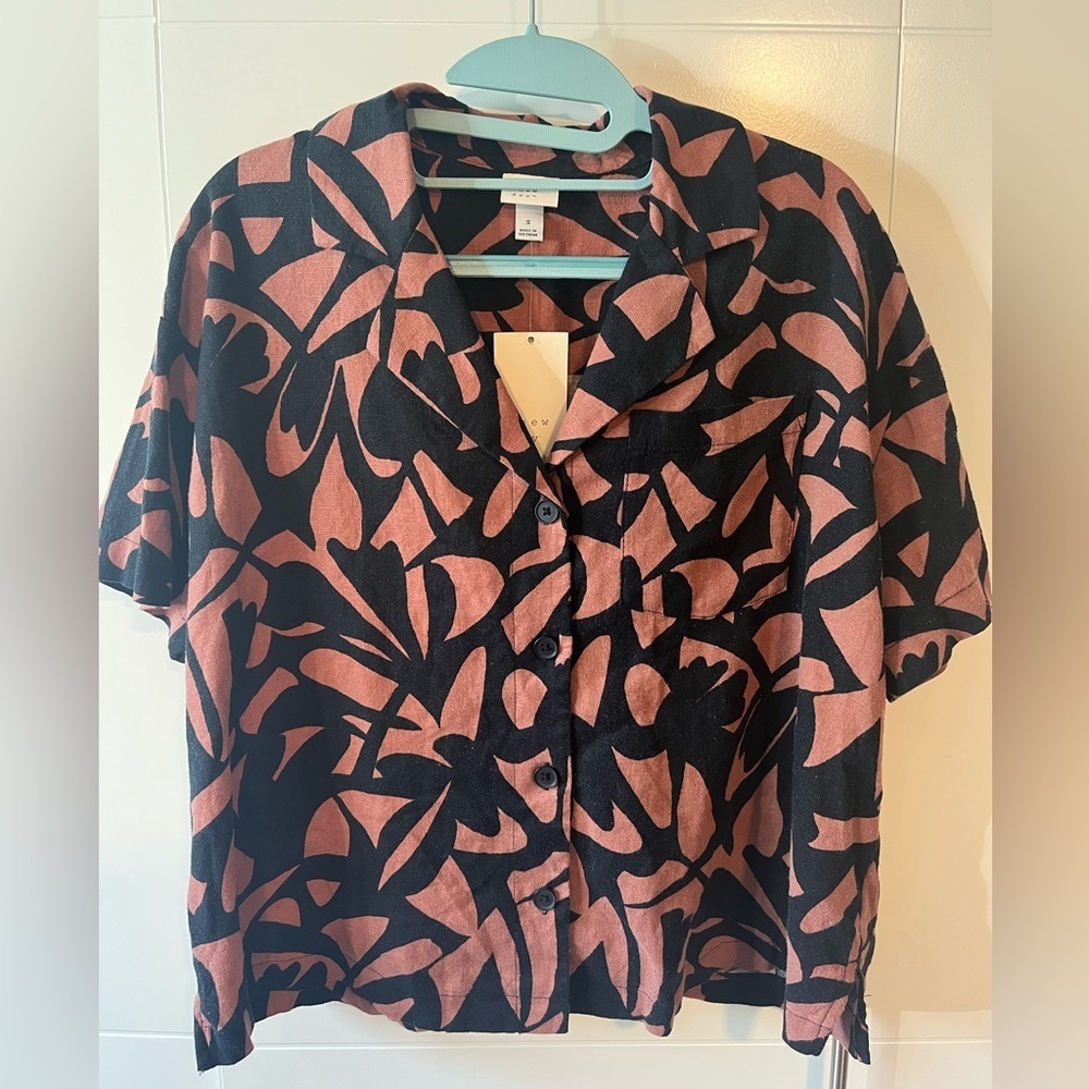 NWT A New Day Button Linen Blend Shirt  Size S